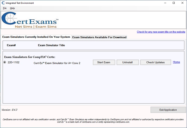 A+ Core 2 (220-1002) Practice Exams screenshot