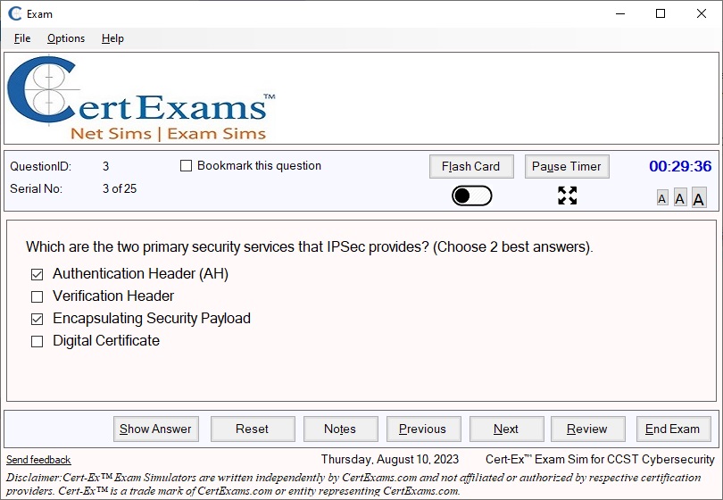 Cert-Ex™ Exam Simulator For CCST Cybersecurity Download